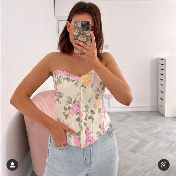ZARA FLORAL CORSET TOP - Picture 15 of 16